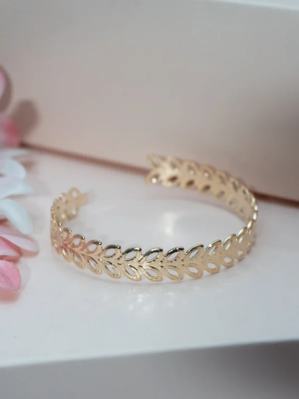 Subtle accent bracelets-Elegant Gold-Plated Leaf Adjustable Bracelet