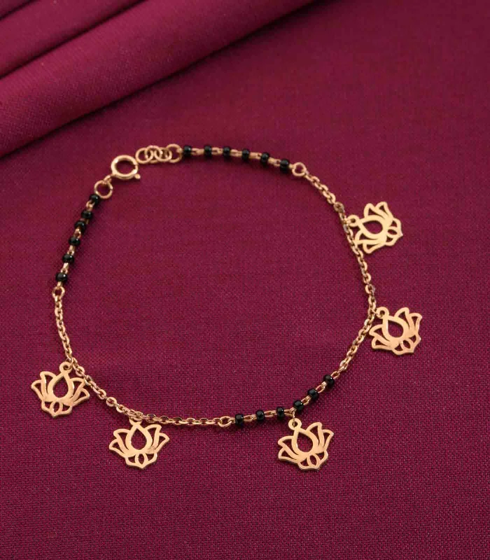 Clustered gem bracelets-Swing Lotus Mangalsutra Bracelet