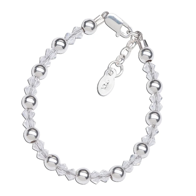 Thread wrap bracelets-Stella - Sterling Silver Bracelet for Child with Sparkling Crystals