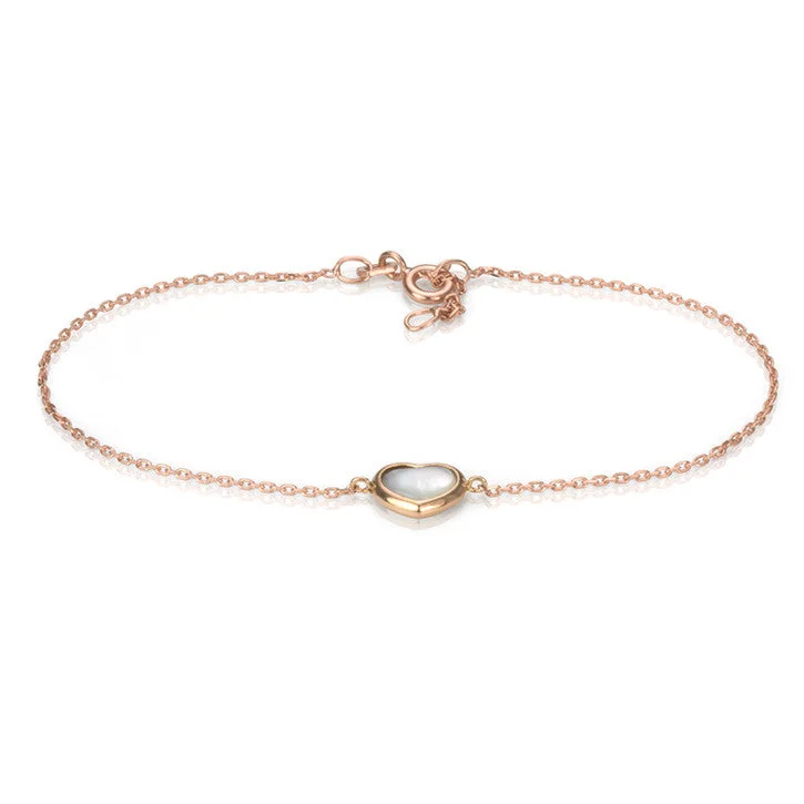 Stacked chain bracelets-18K Rose Gold Enamel My Heart Bracelet