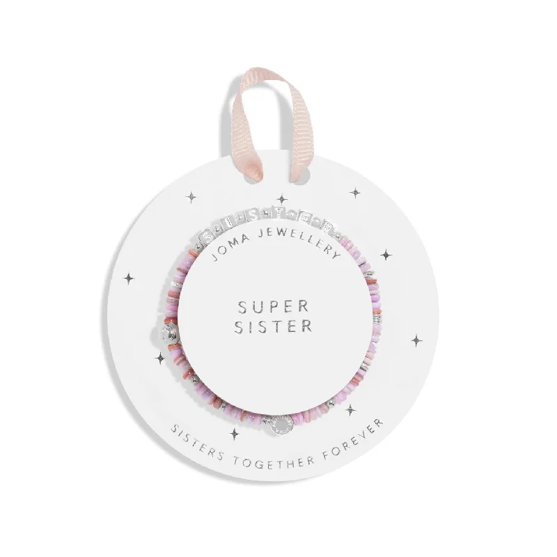 Multi-bead bangles-Kids Happy Little Moments Super Sister Silver Plated Bracelet C739