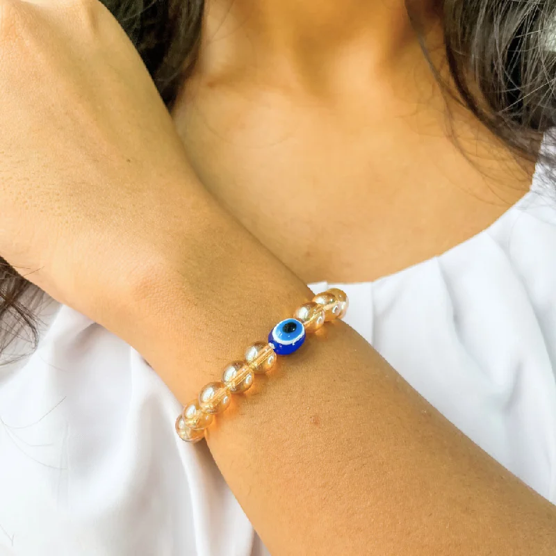 Citrine bead bracelets-Citrine Dream Evil Eye Stone Bracelet For Women