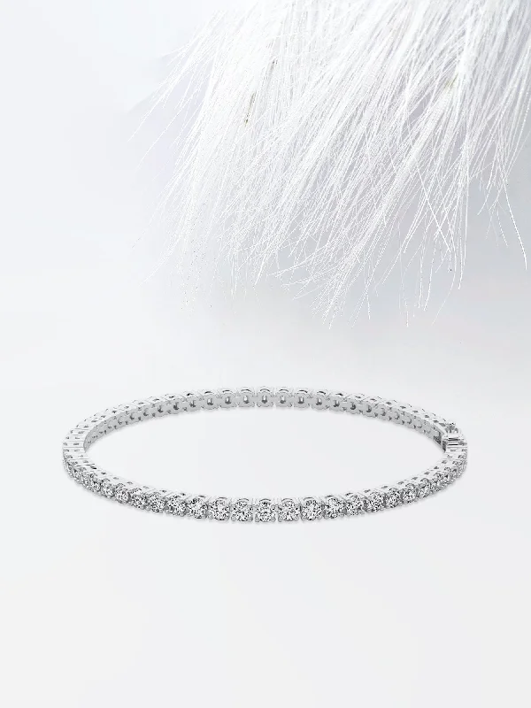 Grass weave bangles-3.0ct Round Cut Tennis Moissanite Diamond Bracelet For Women