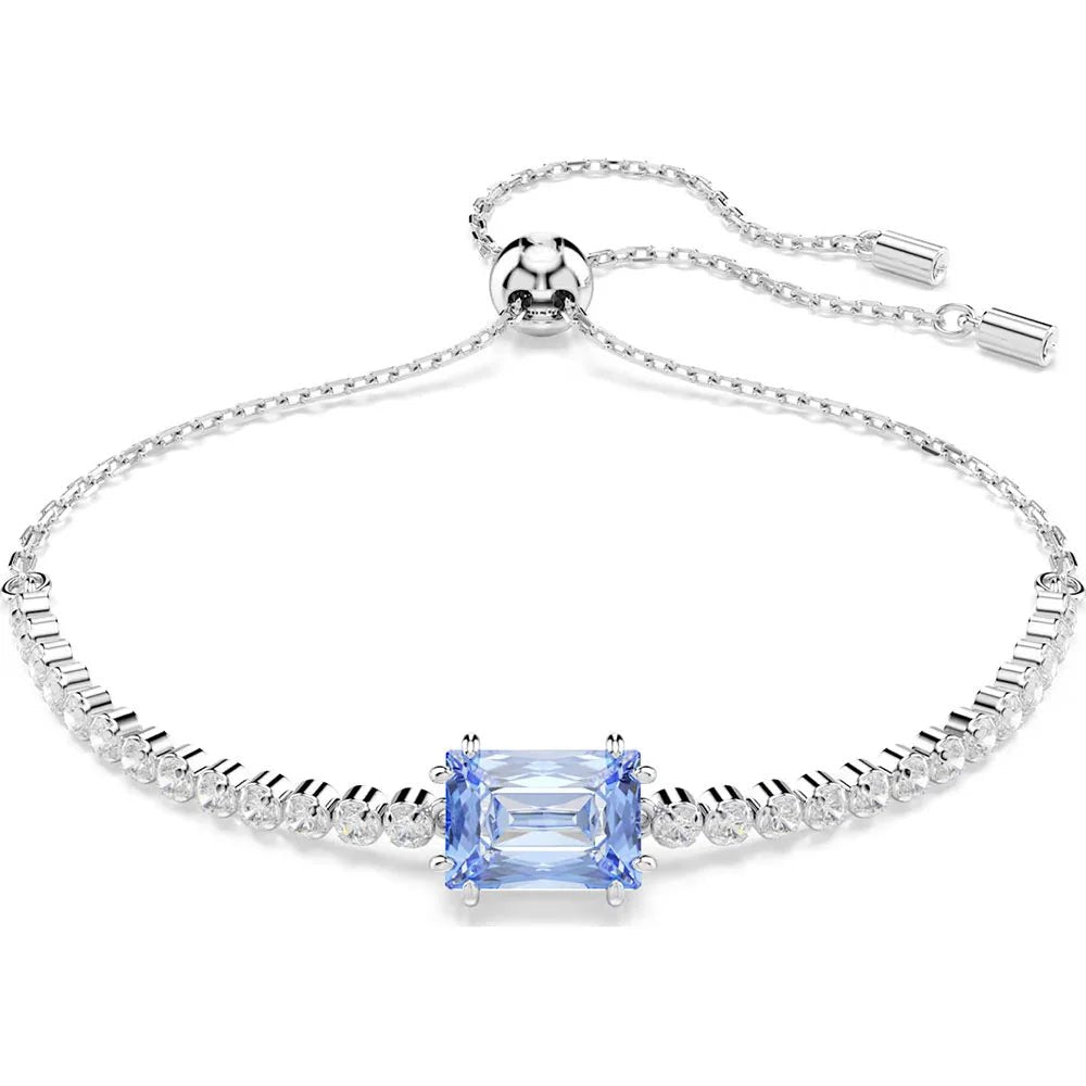 Soft cuff bracelets-Matrix Mixed Cuts Blue Rhodium Plated Tennis Bracelet 5693412