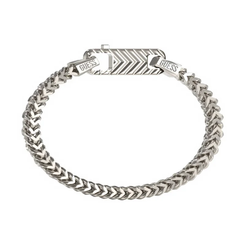 Subtle filigree bangles-Gents 8mm Textured Hook Chain Bracelet UMB04438STL