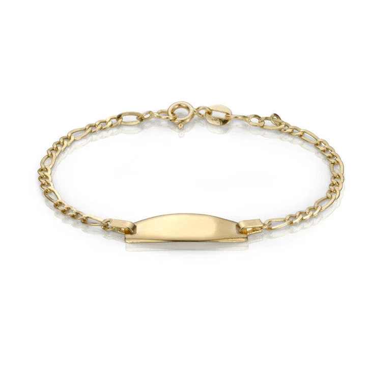 Java tile bracelets-18K Yellow Gold Figaro Link ID Bracelet