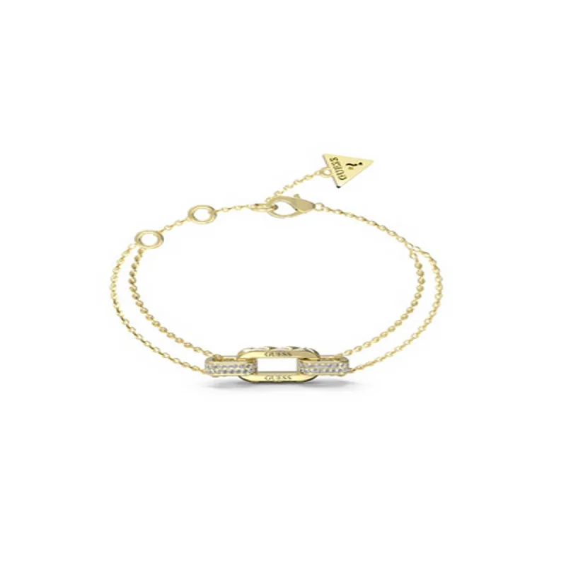 Danburite bracelets-Ladies Matelasse & Pave Double Chain Bracelet UBB04581YGS