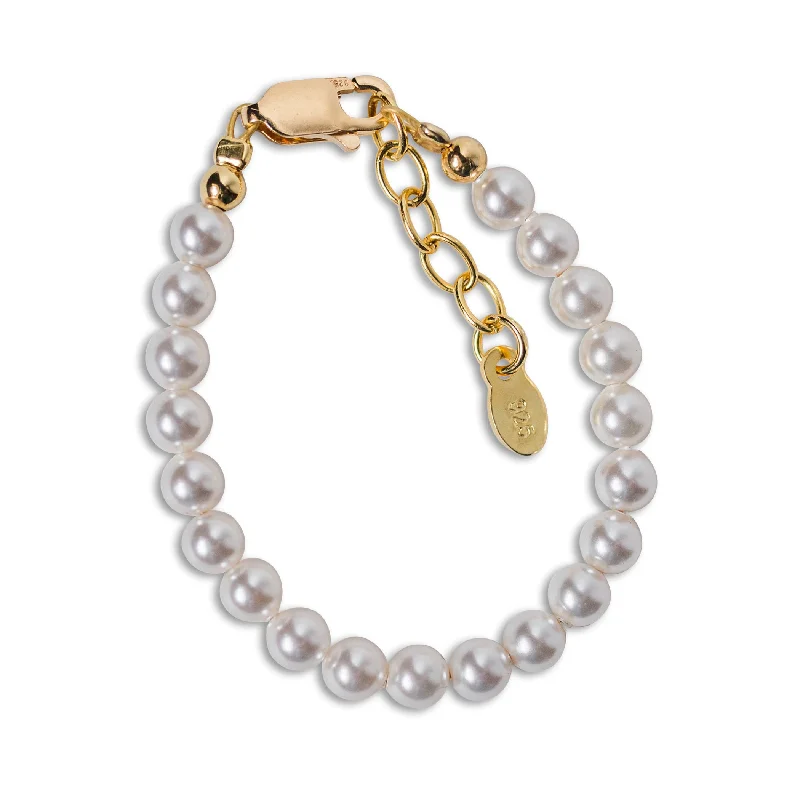 Bead trim bangles-Audrey-14K Gold-Plated Pearl Bracelet with Simulated Pearls for Babies, Toddlers and Little Girls