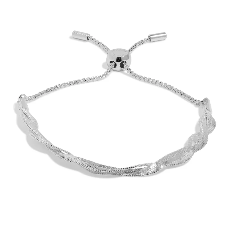 Orbit theme bracelets-Snake Chain Bar Silver Plated Bracelet 7892