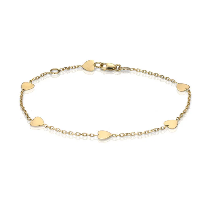 Multi-bead bangles-18K Yellow Gold Heart Bracelet