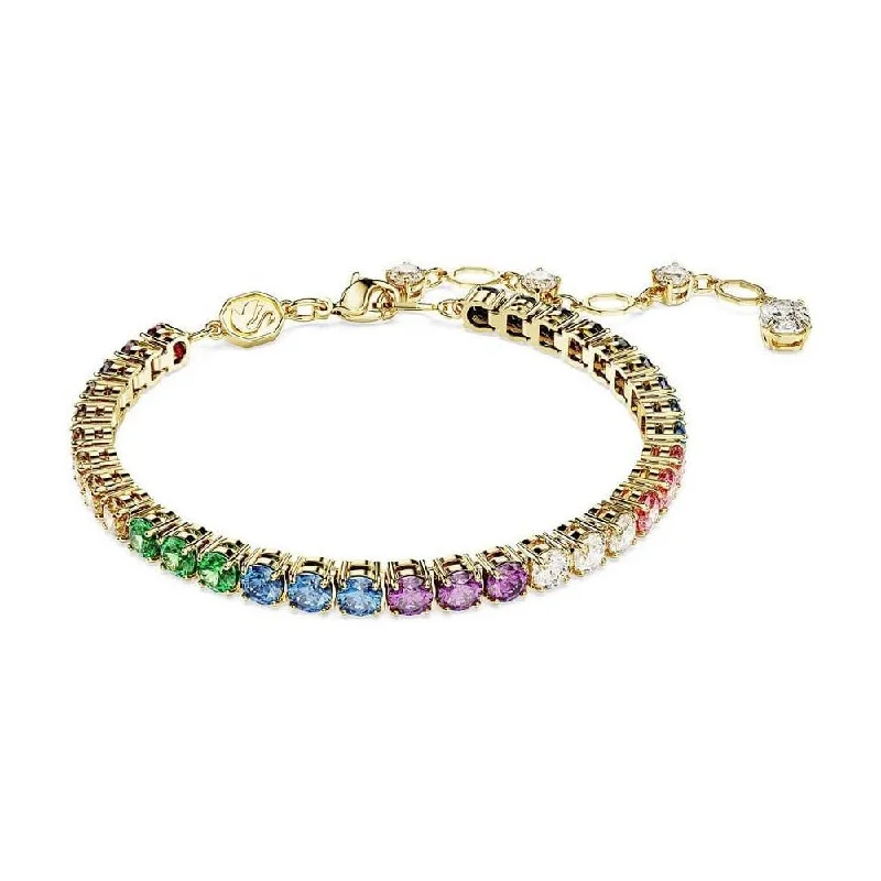 Dove feather bracelets-Matrix Gold-tone Plated Multicoloured Round Cut Tennis Bracelet 5685691