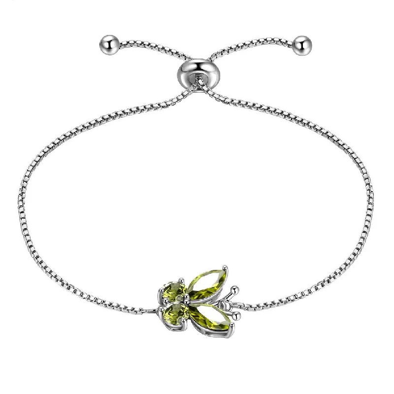 Woven thread bracelets-Butterfly Bracelet Birthstone August Peridot Women Girls Jewelry Birthday Gift