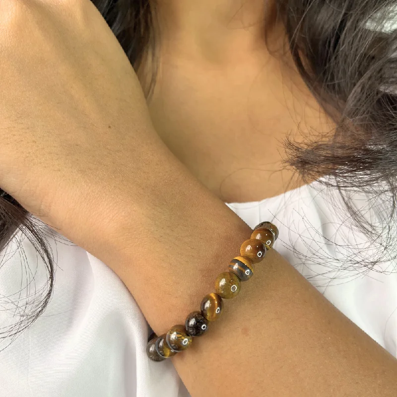 Bold gem bangles-Majestic Tiger Eye Bead Bracelet For Women