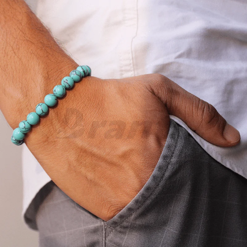 Neat modern bracelets-Spiritual Turquoise Blue Crystal Bracelet For Men