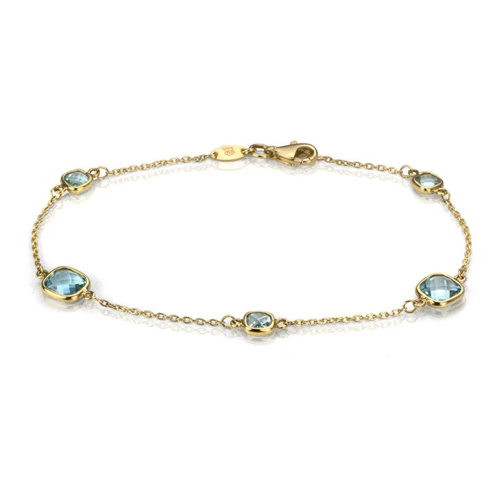 Fine star bracelets-18K Yellow Gold Rolo Link Topaz Bracelet