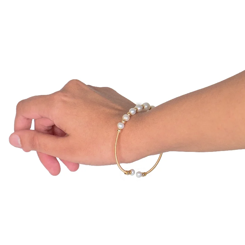 Gem link bracelets-Chokore Stunning Freshwater Pearl Bracelet Bangle