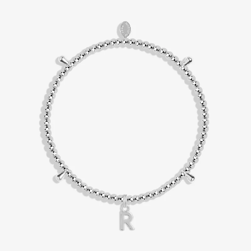 Woven thread bracelets-Alphabet A Little R Silver Plated Bracelet 7759