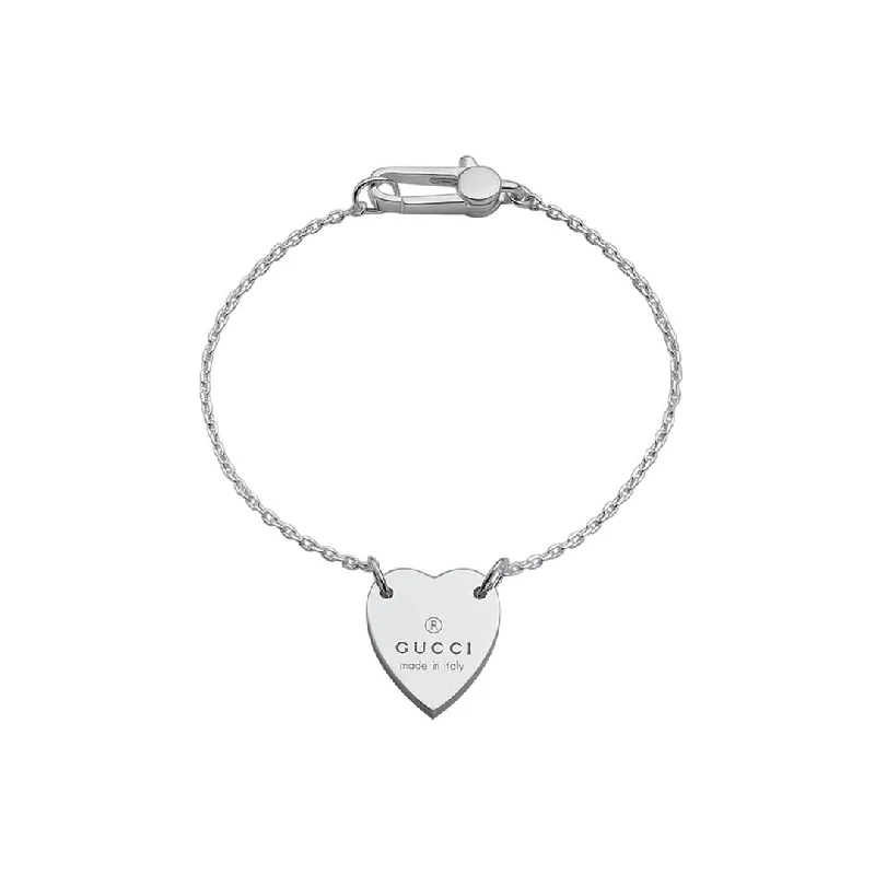 Flow shape bangles-Gucci Silver Heart Trademark Bracelet