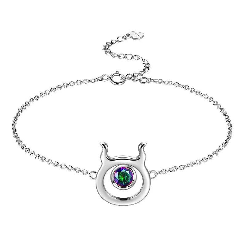 Octagon shape bracelets-Taurus Bracelet Women Girls Jewelry Birthday Gift Mystic Topaz Sterling Silver