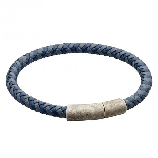 Clustered gem bracelets-Reborn Two Tone Navy Plated Recycled Leather Bracelet B5325